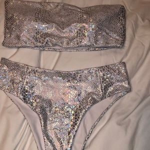 SHEIN holographic snake print bikini